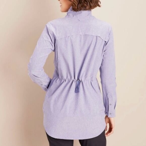 Duluth Trading Co Lilac Purple Sol Survivor Sun Protection Button Down Shirt - Picture 3 of 16